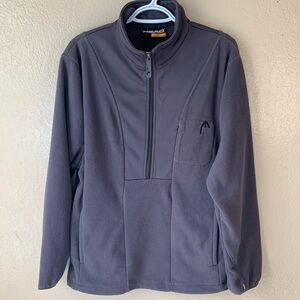 HEAD Gray Athletic Fleece Nylon Zip Up Jacket Size L